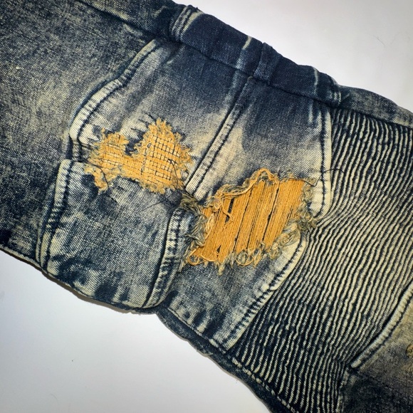 Preme Distressed Blue and Tan Men Jeans y2K - Picture 5 of 8